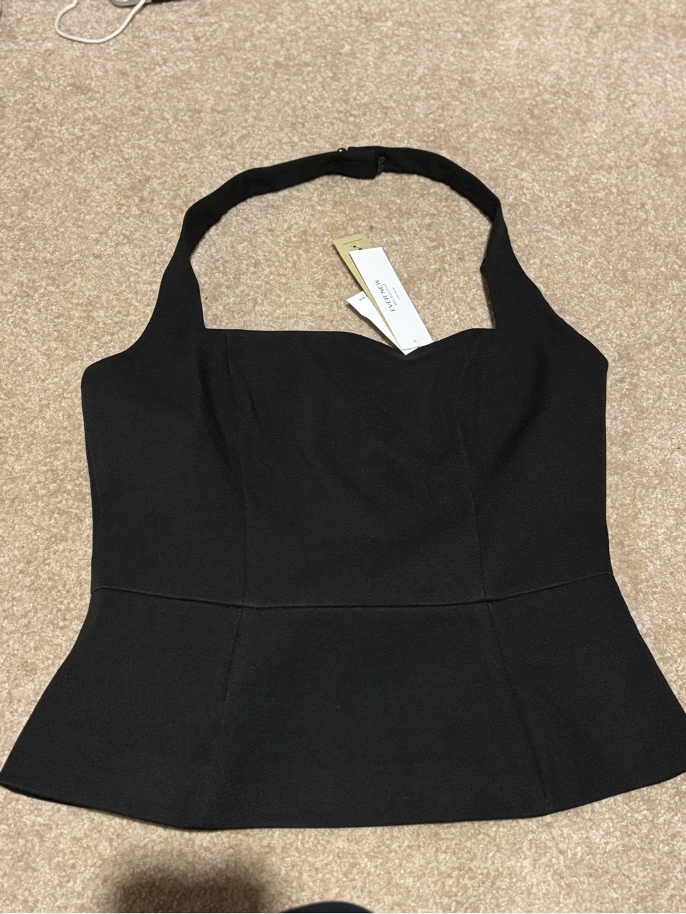 Women’s Brand New With Tags Top: Ever New Melbourne Black Halter Peplum Top